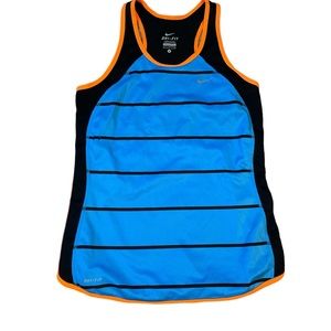 Nike Dri-Fit Women's Blue Black Striped Mesh Back Tank Top Sleeveless small